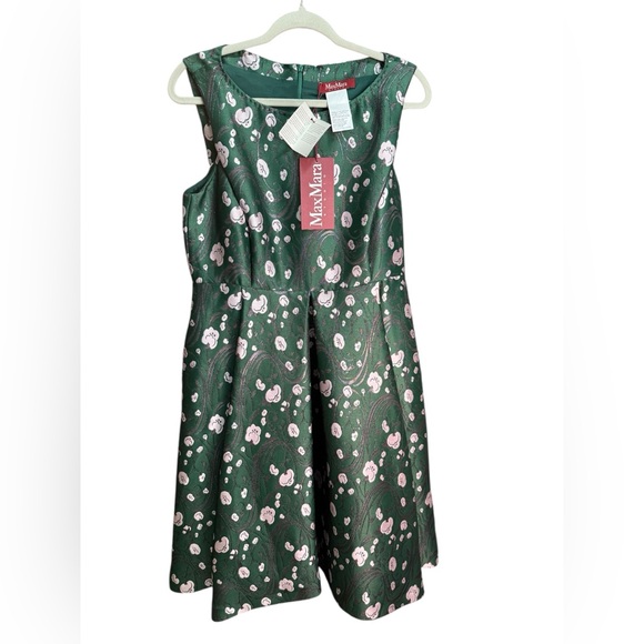 MaxMara Studio Green Dress with Floral Accents - Picture 1 of 4